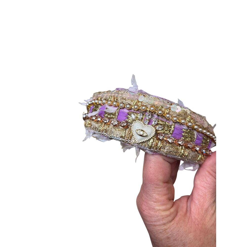 Minime Paris, Handmade Tweed Headband, 3 Rows, Light Purple - Picture 4 of 8